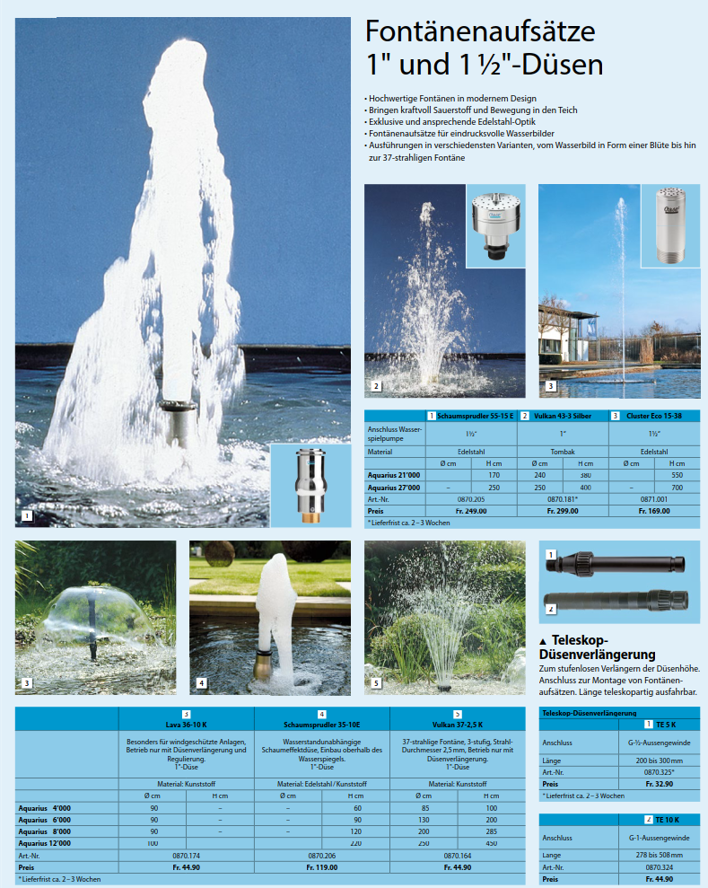 Sunwind Fontänenaufsätze Oase