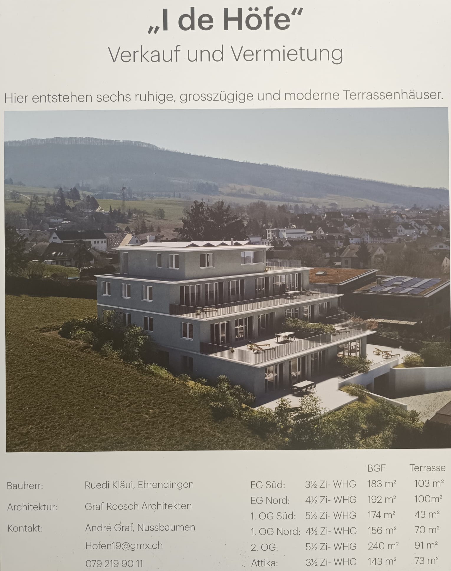 i de höfe verkauf Terrassenhaus Ehrendingen 5420 Aargau. Neubauprojekt Ehrendingen. Haus kaufen in Ehrendingen..